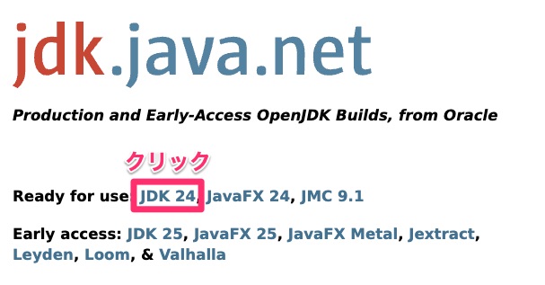 jdk.java.netのホーム・ページ画面