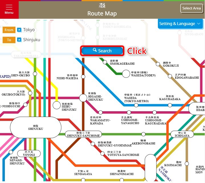 Jorudan Transit Planner (Route Map, Search: Mobile View)  