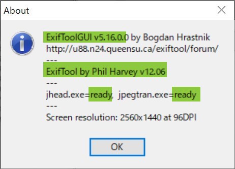 「EXIFToolGUI」のセットアップ検証結果（拡張あり）