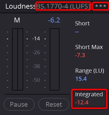 Loudness (LUFS) Measurement Example on Davinci Resolve